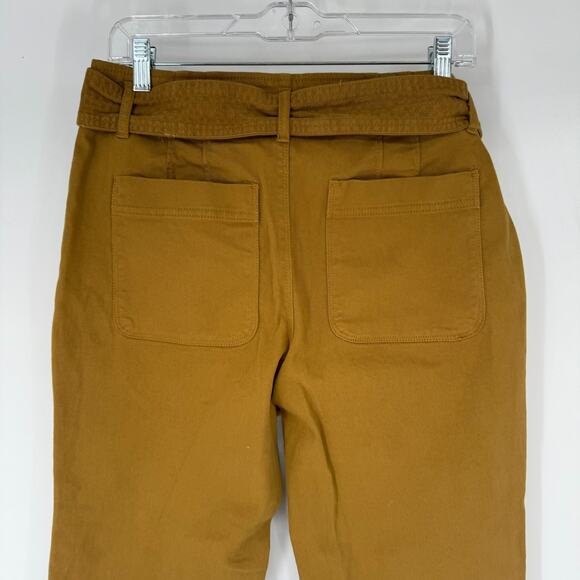 NWT Loft Cropped Pants Womens 6P Camel Paperbag Waist Belted High Rise Stretch - Picture 5 of 11